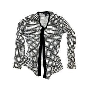 August Silk Cardigan Women’s M Black White Geometric